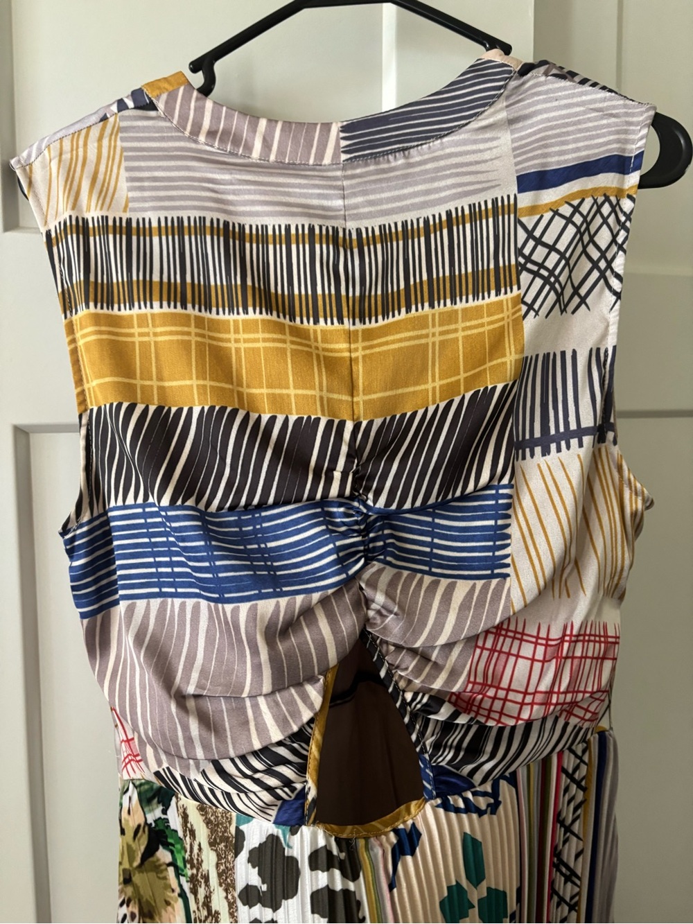 Anthropologie Multicolor Pleated Maxi Dress - Cream, Blue, Red, Green - Picture 5 of 8